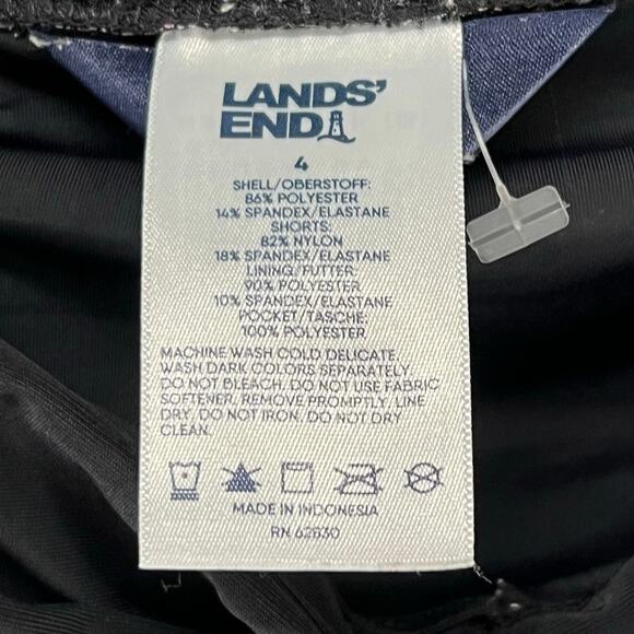 Lands End Board Skort Womens 4 Black Paisley Floral Quick Dry Active Swim Skirt - Picture 11 of 13